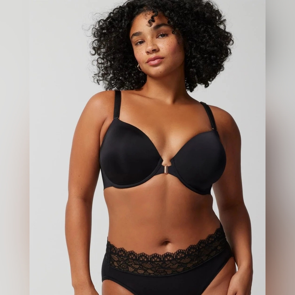 NWT Soma Vanishing 360 Perfect Coverage Front Closure Black Bra 42D